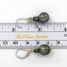 Load image into Gallery viewer, 91T0111  SILVER 925 LEVERBACK GENUINE TAHITIAN BLACK PEARL DANGLE EARRINGS