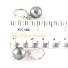 Load image into Gallery viewer, Solid Sterling Silver .925 Leverback Gray Tahitian Pearl Earrings