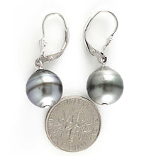 Load image into Gallery viewer, Solid Sterling Silver .925 Leverback Gray Tahitian Pearl Earrings