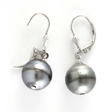 Load image into Gallery viewer, Solid Sterling Silver .925 Leverback Gray Tahitian Pearl Earrings