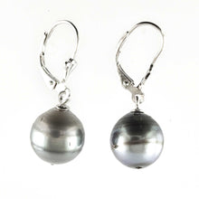 Load image into Gallery viewer, Solid Sterling Silver .925 Leverback Gray Tahitian Pearl Earrings