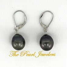 Load image into Gallery viewer, 91T0112A  GENUINE TAHITIAN BLACK PEARL LEVERBACK DANGLE EARRINGS