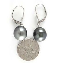 Load image into Gallery viewer, Solid Sterling Silver .925 Leverback Gray Tahitian Pearl Earrings