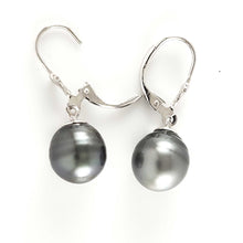 Load image into Gallery viewer, Solid Sterling Silver .925 Leverback Gray Tahitian Pearl Earrings