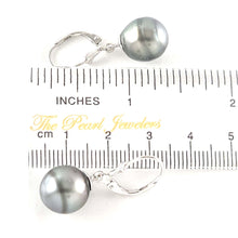 Load image into Gallery viewer, Solid Sterling Silver .925 Leverback Black Tahitian Pearl Earrings