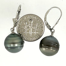 Load image into Gallery viewer, Solid Sterling Silver .925 Leverback Gray Tahitian Pearl Earrings