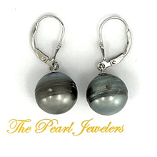 Load image into Gallery viewer, Solid Sterling Silver .925 Leverback Gray Tahitian Pearl Earrings