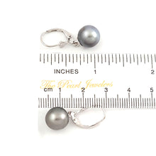 Load image into Gallery viewer, Solid Sterling Silver .925 Leverback Black Tahitian Pearl Earrings