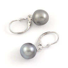 Load image into Gallery viewer, Solid Sterling Silver .925 Leverback Black Tahitian Pearl Earrings
