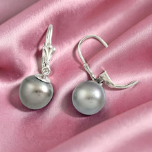 Load image into Gallery viewer, Solid Sterling Silver .925 Leverback Black Tahitian Pearl Earrings