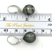 Load image into Gallery viewer, Solid Sterling Silver .925 Leverback Black Tahitian Pearl Earrings