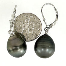 Load image into Gallery viewer, Solid Sterling Silver .925 Leverback Black Tahitian Pearl Earrings