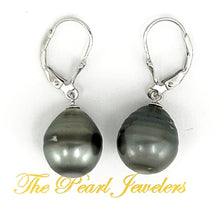 Load image into Gallery viewer, Solid Sterling Silver .925 Leverback Black Tahitian Pearl Earrings