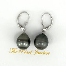 Load image into Gallery viewer, 91T0123  GENUINE TAHITIAN BLACK PEARL LEVERBACK DANGLE EARRINGS