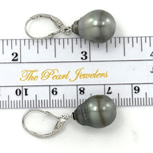 Load image into Gallery viewer, Genuine Tahitian Black Pearl Leverback Dangle Earrings