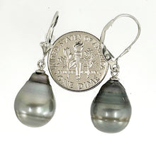 Load image into Gallery viewer, Genuine Tahitian Black Pearl Leverback Dangle Earrings