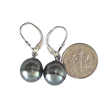 Load image into Gallery viewer, Genuine Tahitian Black Pearl Leverback Dangle Earrings