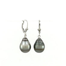 Load image into Gallery viewer, 91T0124  GENUINE TAHITIAN BLACK PEARL LEVERBACK DANGLE EARRINGS