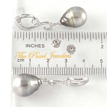 Load image into Gallery viewer, Solid Sterling Silver .925 Smoke-White Tahitian Pearl Dangle Stud Earrings