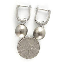 Load image into Gallery viewer, Solid Sterling Silver .925 Silver-Gray Tahitian Pearl Euro-Back Earrings