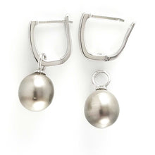 Load image into Gallery viewer, Solid Sterling Silver .925 Silver-Gray Tahitian Pearl Euro-Back Earrings