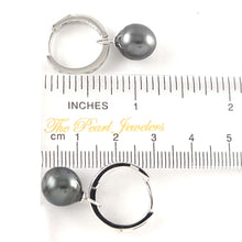 Load image into Gallery viewer, Solid Sterling Silver .925 Black-Peacock Tahitian Pearl C-Hoop Earrings