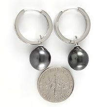 Load image into Gallery viewer, Solid Sterling Silver .925 Black-Peacock Tahitian Pearl C-Hoop Earrings