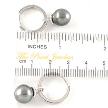 Load image into Gallery viewer, Solid Sterling Silver .925 Black-Gray Tahitian Pearl C-Hoop Earrings