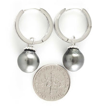 Load image into Gallery viewer, Solid Sterling Silver .925 Black-Gray Tahitian Pearl C-Hoop Earrings
