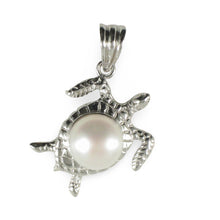 Load image into Gallery viewer, Sterling Silver 925 Hawaiian Honu White Pearl Pendant