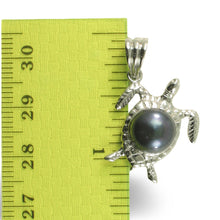Load image into Gallery viewer, Hawaiian Jewelry Honu Sterling Silver Black Pearl Pendant