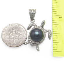 Load image into Gallery viewer, Hawaiian Jewelry Honu Sterling Silver Black Pearl Pendant