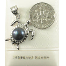 Load image into Gallery viewer, Hawaiian Jewelry Honu Sterling Silver Black Pearl Pendant