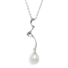 Load image into Gallery viewer, Sterling Silver 925 Water Flow White Pearl Pendant