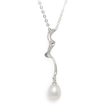 Load image into Gallery viewer, Sterling Silver 925 Water Flow White Pearl Pendant