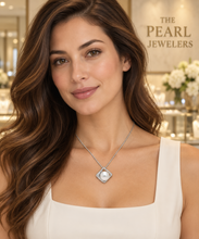 Load image into Gallery viewer, Unique Sterling Silver White Pearl &amp; CZ Pendant