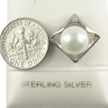 Load image into Gallery viewer, Unique Sterling Silver White Pearl &amp; CZ Pendant