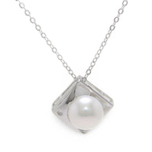 Load image into Gallery viewer, Unique Sterling Silver White Pearl &amp; CZ Pendant