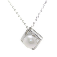 Load image into Gallery viewer, Unique Sterling Silver White Pearl &amp; CZ Pendant