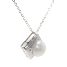 Load image into Gallery viewer, Unique Sterling Silver White Pearl &amp; CZ Pendant