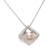 Load image into Gallery viewer, Unique Sterling Silver Pink Pearl &amp; CZ Pendant