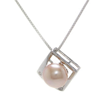 Load image into Gallery viewer, Unique Sterling Silver Pink Pearl &amp; CZ Pendant