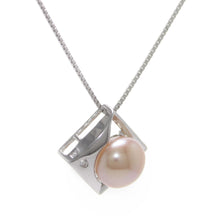 Load image into Gallery viewer, Unique Sterling Silver Pink Pearl &amp; CZ Pendant