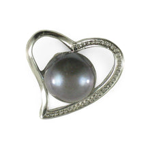 Load image into Gallery viewer, Sterling Silver 925 Love &amp; Hearts Black Pearl Pendant