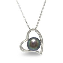 Load image into Gallery viewer, Sterling Silver 925 Love &amp; Hearts Black Pearl Pendant