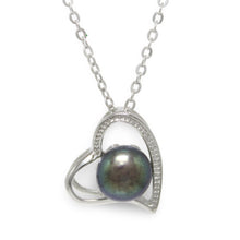 Load image into Gallery viewer, Sterling Silver 925 Love &amp; Hearts Black Pearl Pendant
