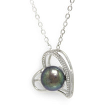 Load image into Gallery viewer, Sterling Silver 925 Love &amp; Hearts Black Pearl Pendant