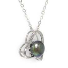 Load image into Gallery viewer, Sterling Silver 925 Love &amp; Hearts Black Pearl Pendant