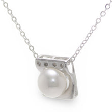 Load image into Gallery viewer, Sterling Silver 925 CZ &amp; White Pearl Pendant