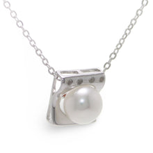Load image into Gallery viewer, Sterling Silver 925 CZ &amp; White Pearl Pendant